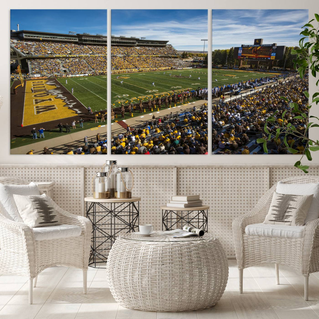 University of Wyoming Cowboys Football Team Print - Laramie Jonah Field at War Memorial Stadium Wall Art Canvas Print