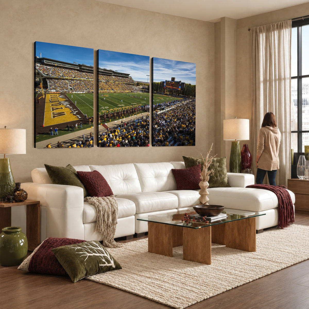 89846-MGV-CV-36X24 - University of Wyoming Cowboys Football Team Print, Laramie, Man Cave Wall Decor