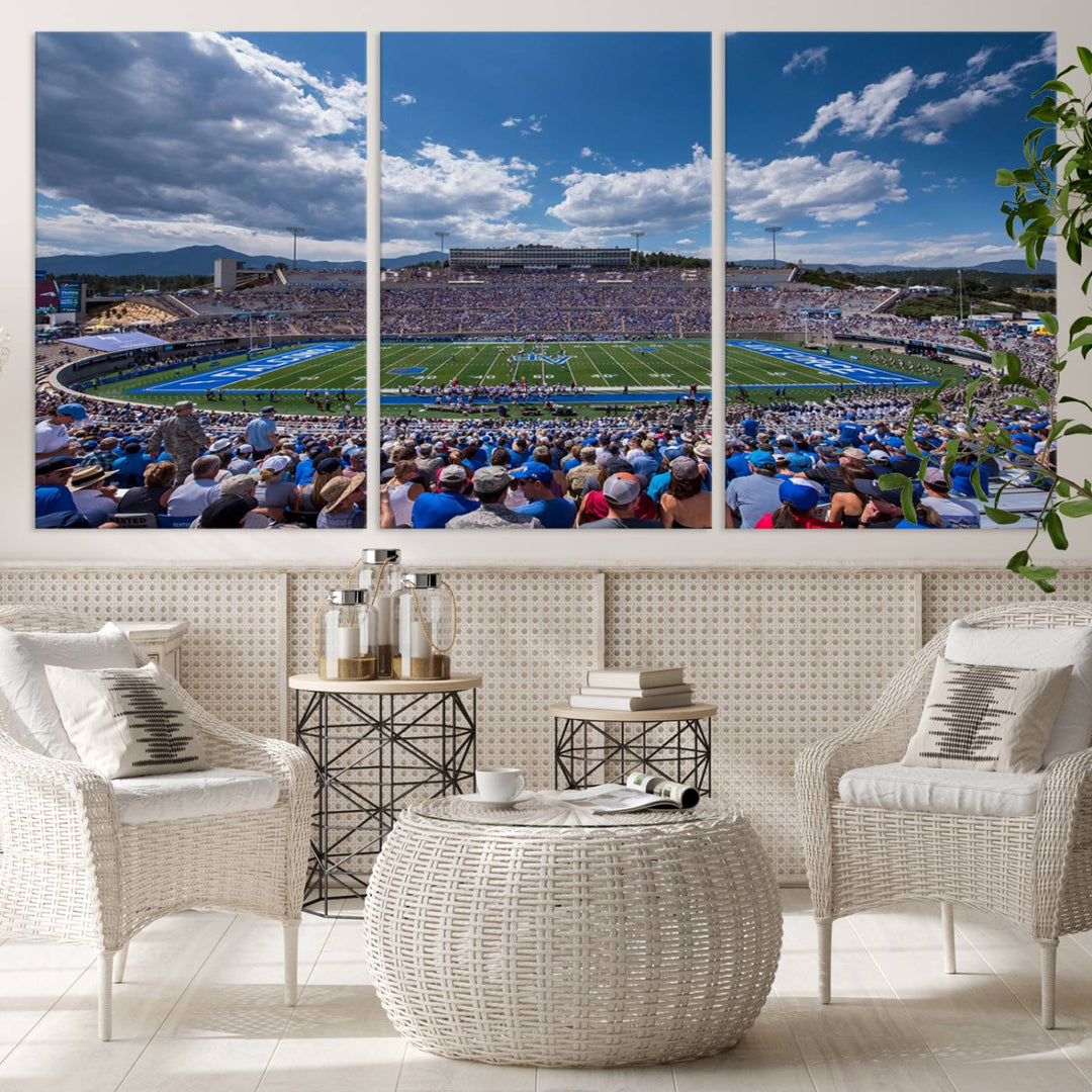 Air Force Falcons Football Team Print - Colorado Springs Falcon Stadium Wall Art Canvas Print