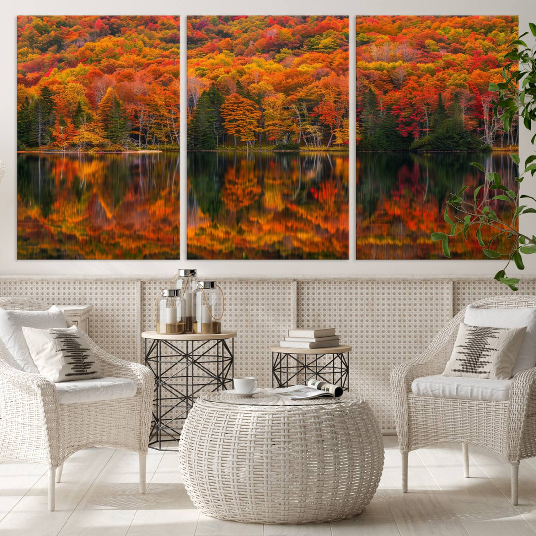 Autumn Reflection Canvas Print, Stunning Fall Foliage Wall Art, Serene Lake Landscape, Perfect Seasonal Decor Print