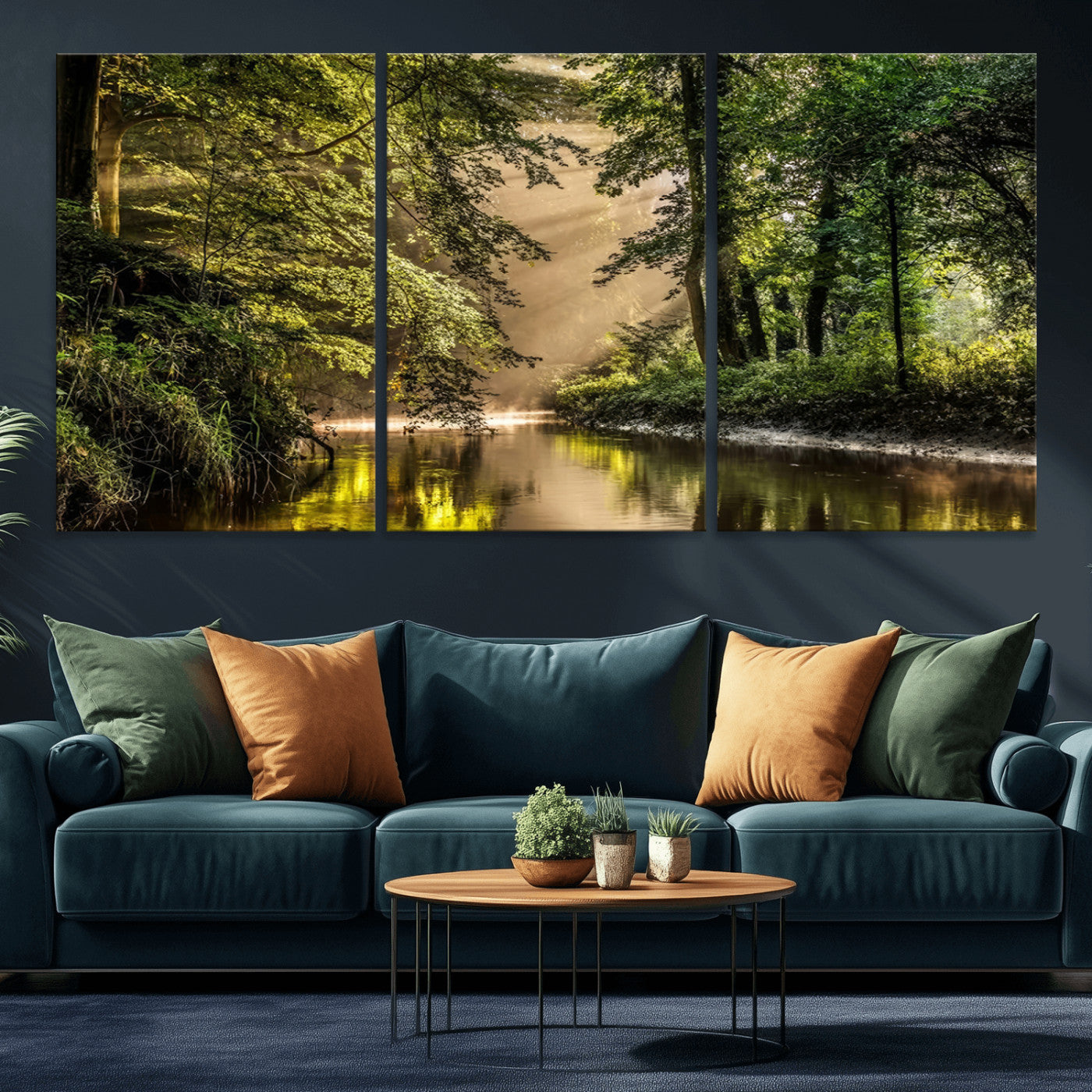 MGV-CV-60X30-3P - Forest Wall Art Print | River Landscape Wall Art | Perfect for Farmhouse Wall Decor, Cabin Wall Art