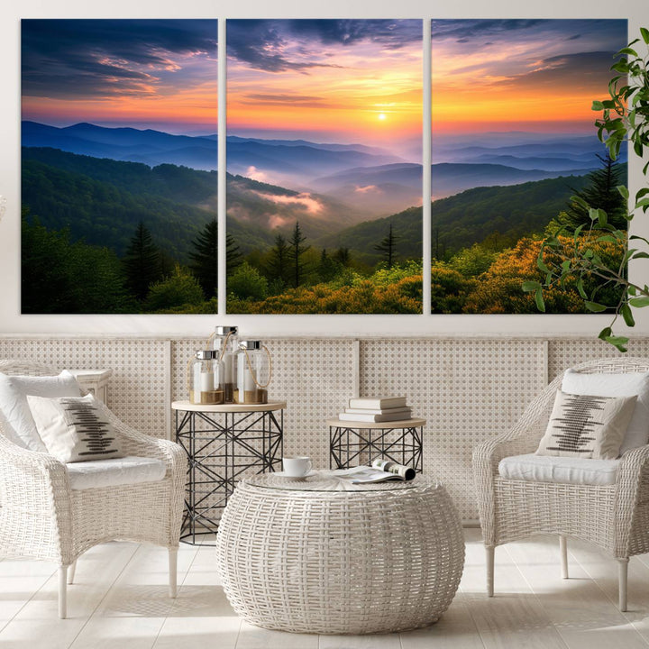 Majestic Mountain Sunrise Landscape Wall Art | Canvas Print Ready to Hang | Perfect for Farmhouse Wall Decor, Cabin Wall Art, Nature Lover’s Retreat