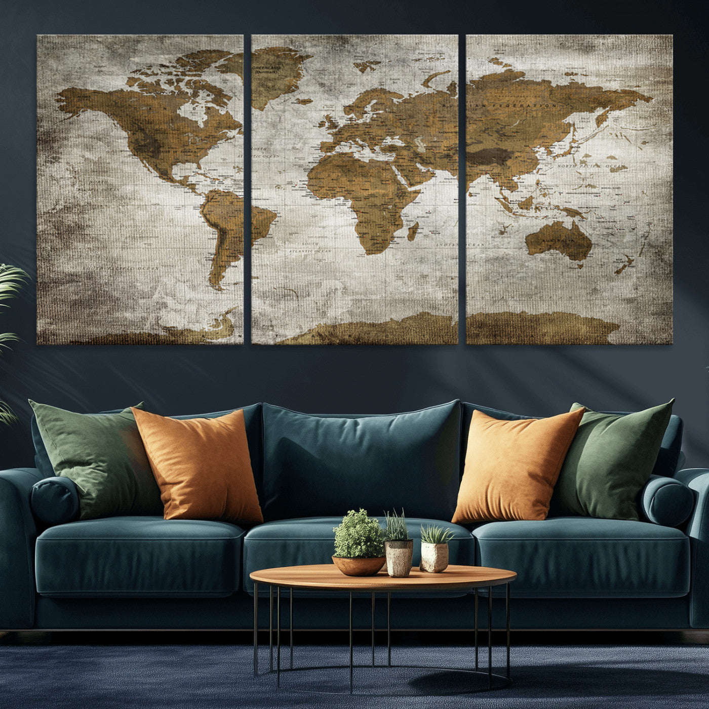 MGV-CV-60X30-3P - Push Pin World Map Canvas Print – Framed Wall Art for Couples to Track Their Travels – Anniversary