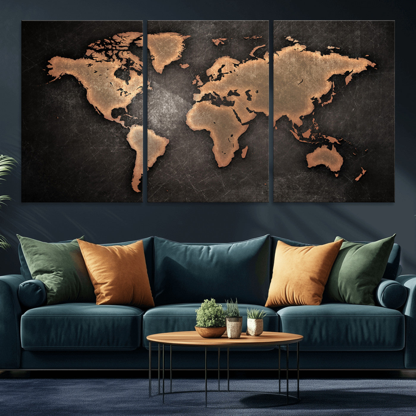 MGV-CV-60X30-3P - Push Pin World Map Canvas Print – Framed Wall Art for Couples to Track Their Travels – Anniversary