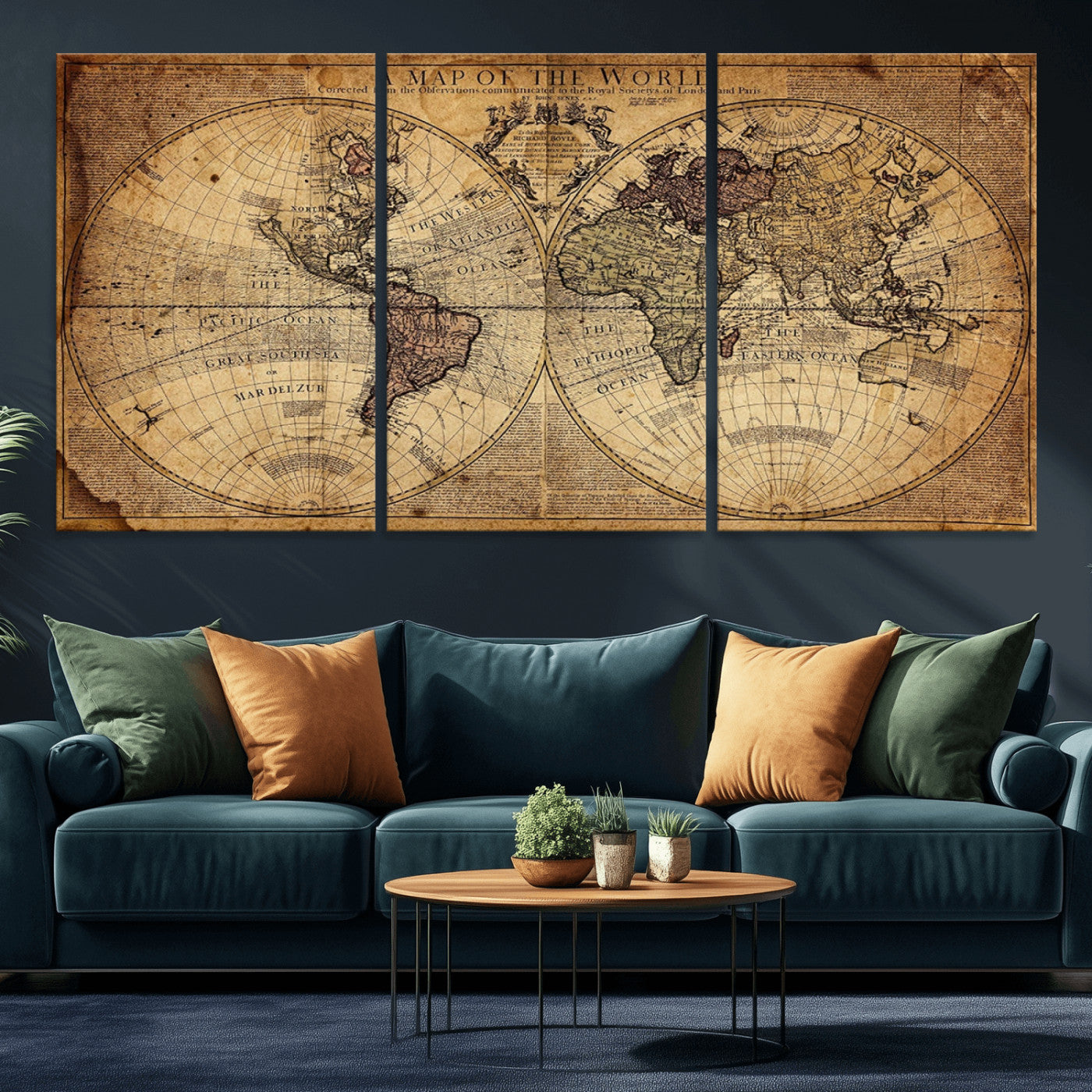 MGV-CV-60X30-3P - Push Pin World Map Canvas Print – Framed Wall Art for Couples to Track Their Travels – Anniversary