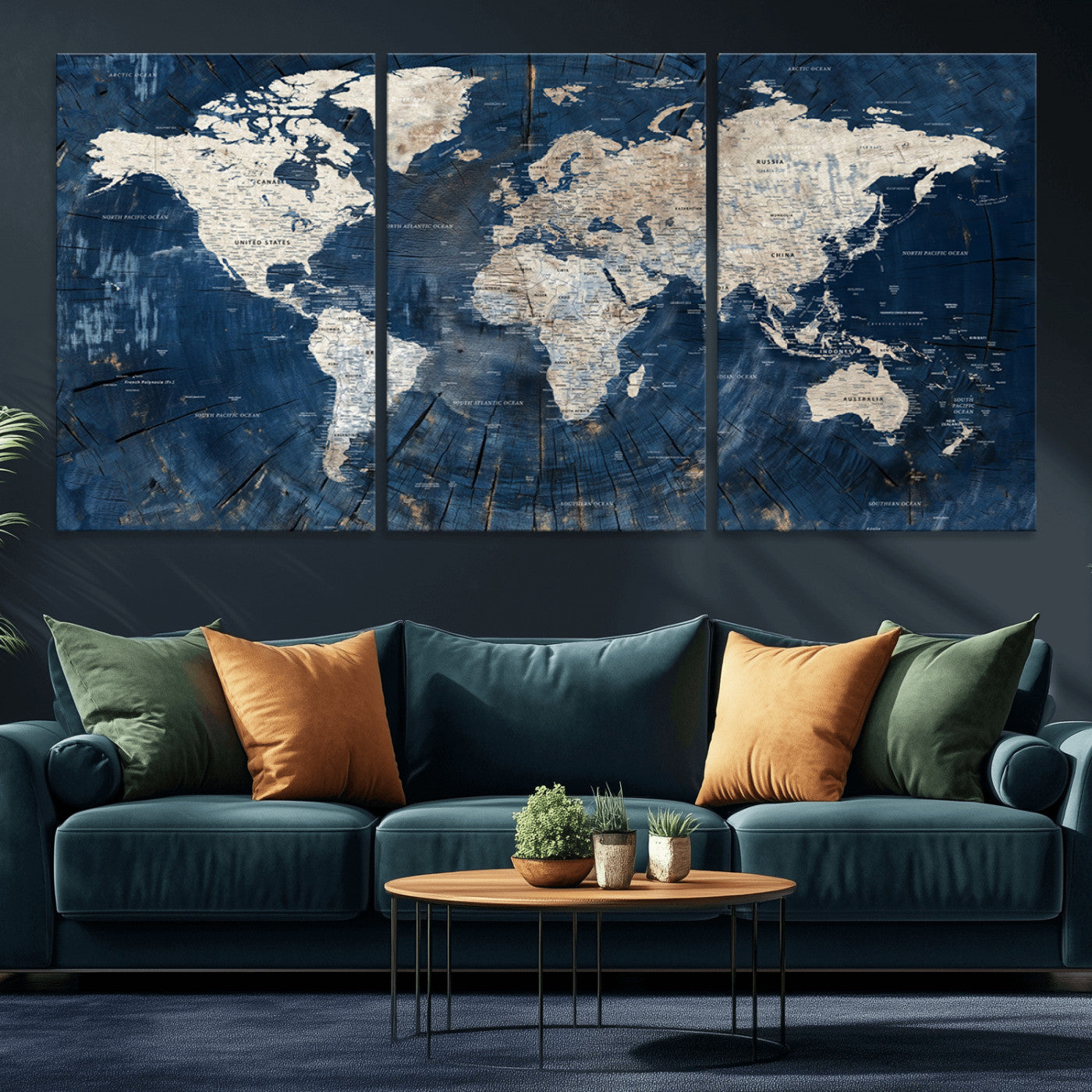 MGV-CV-60X30-3P - Push Pin World Map Canvas Print – Framed Wall Art for Couples to Track Their Travels – Anniversary