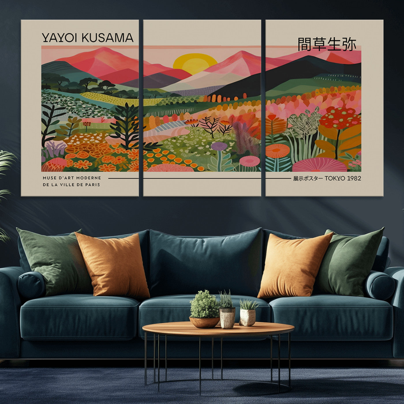 MGV-CV-60X30-3P - Yayoi Kusama 1986 Wall Art Print – Yayoi Kusama Wabi Sabi Japanese Wall Art Print - Vibrant Abstract