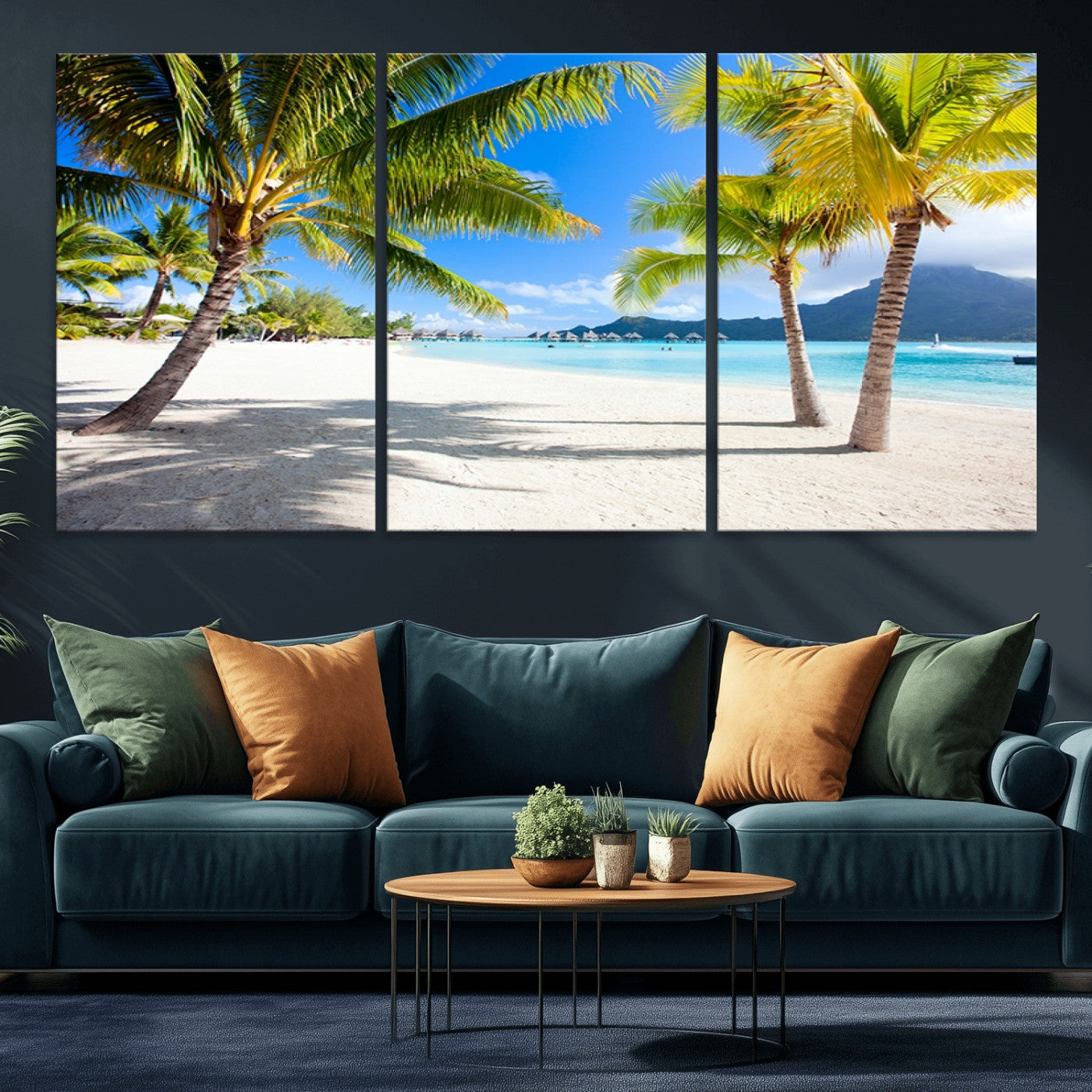 MGV-CV-60X30-3P - Blue Beach and Sea Wall Art Canvas Print