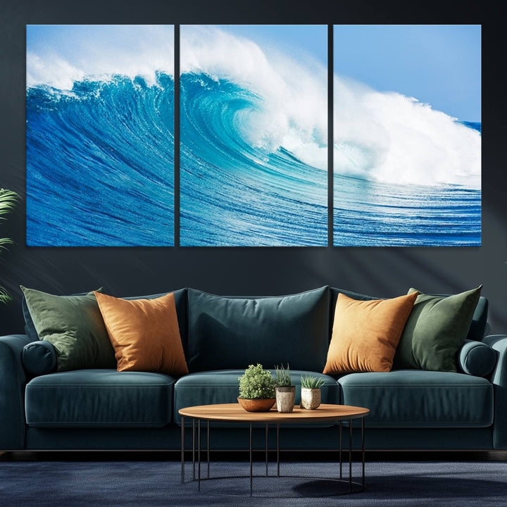 Ocean Wave Canvas Wall Art Print.