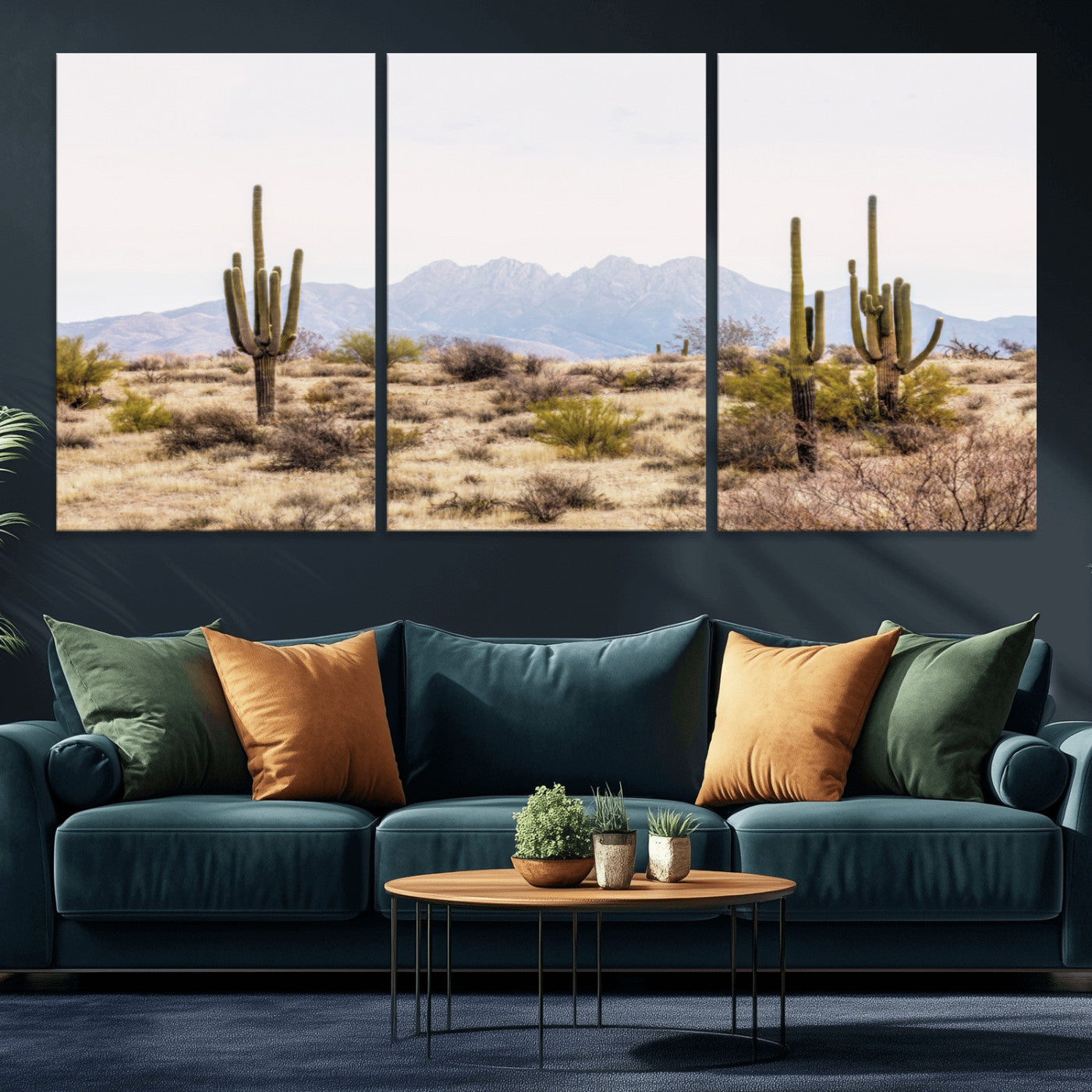 97436-MGV-CV-36X24-Arizona Desert Wall Art Print | Arizona Desert Canvas Print with Saguaro Cacti | Southwestern Landscape Wall Art | Framed Farmhouse Decor
