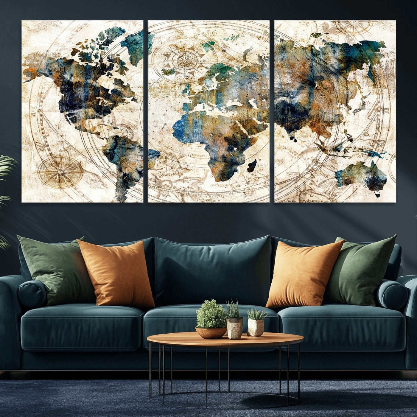 10554-MGV-CV-36X24 - Abstract World Map Art Print Canvas Print