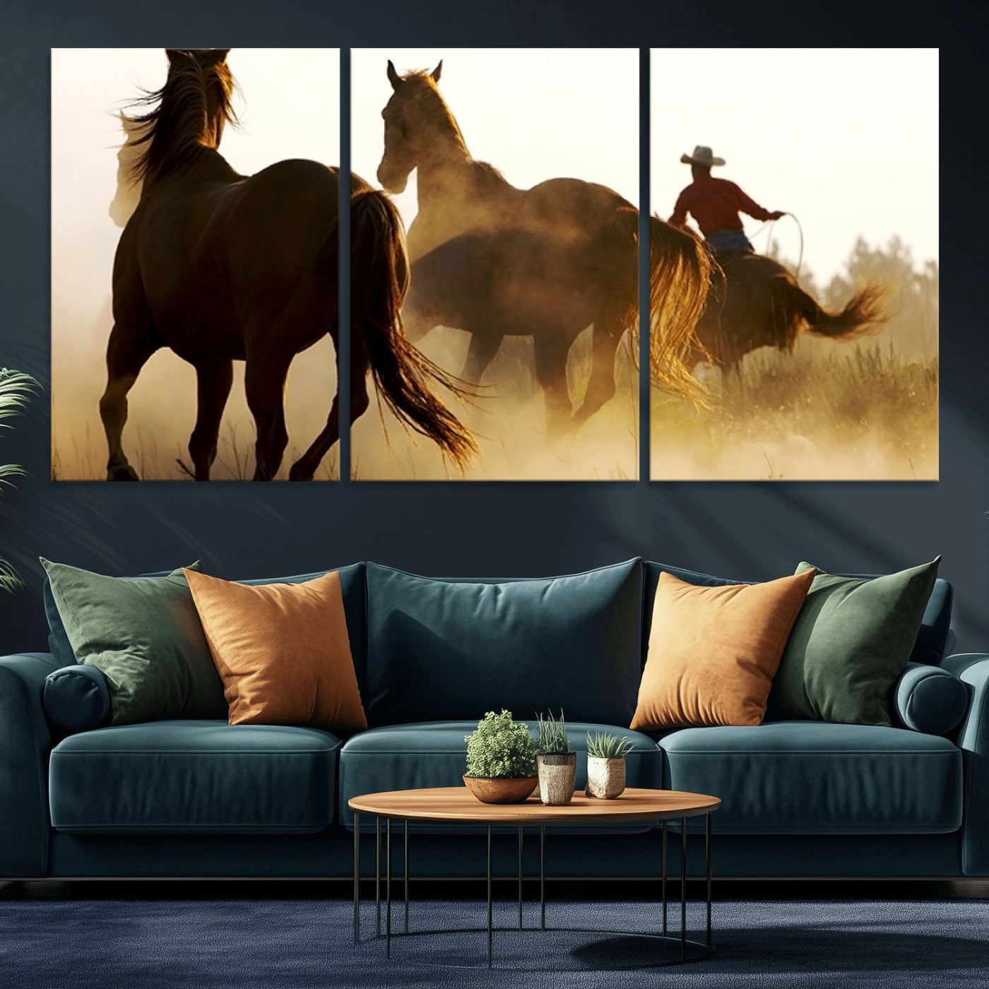 49068-MGV-CV-36X24-Horses and Cowboys Wall Art Canvas Print