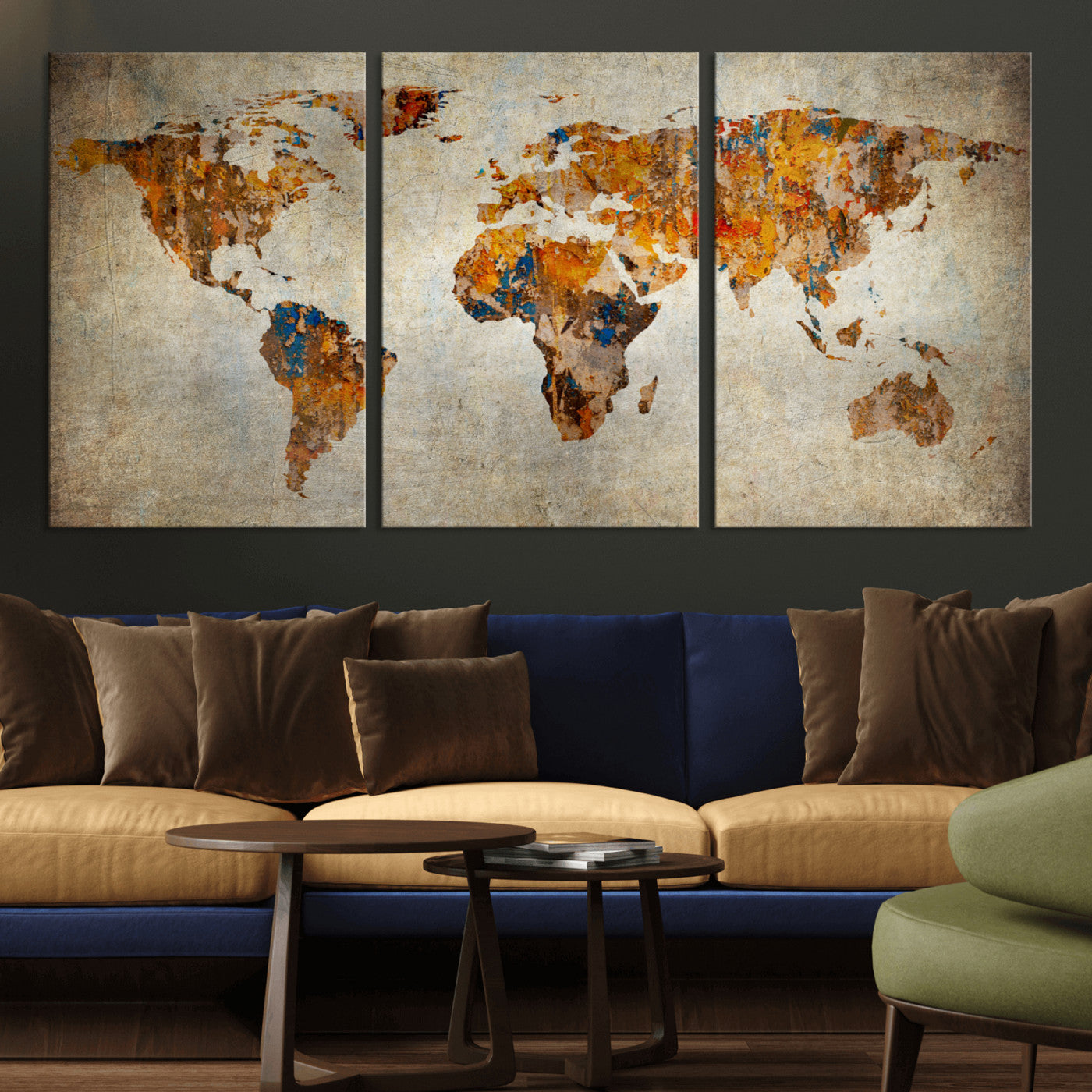 MGV-CV-60X30-3P - Push Pin World Map Canvas Print – Framed Wall Art for Couples to Track Their Travels – Anniversary