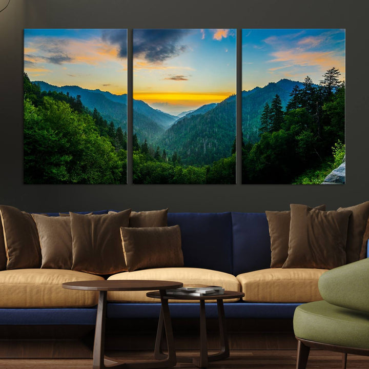 The Glamorous Landscape Canvas Wall Art is featured in the dining room.