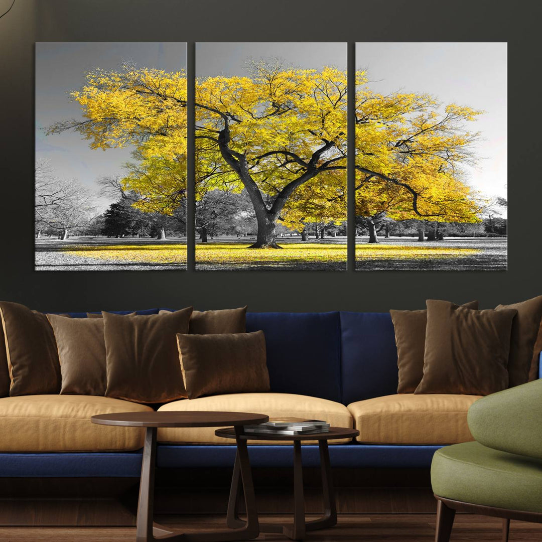 The Big Yellow Tree Canvas Print features vivid art on a ready-to-hang museum-quality canvas.