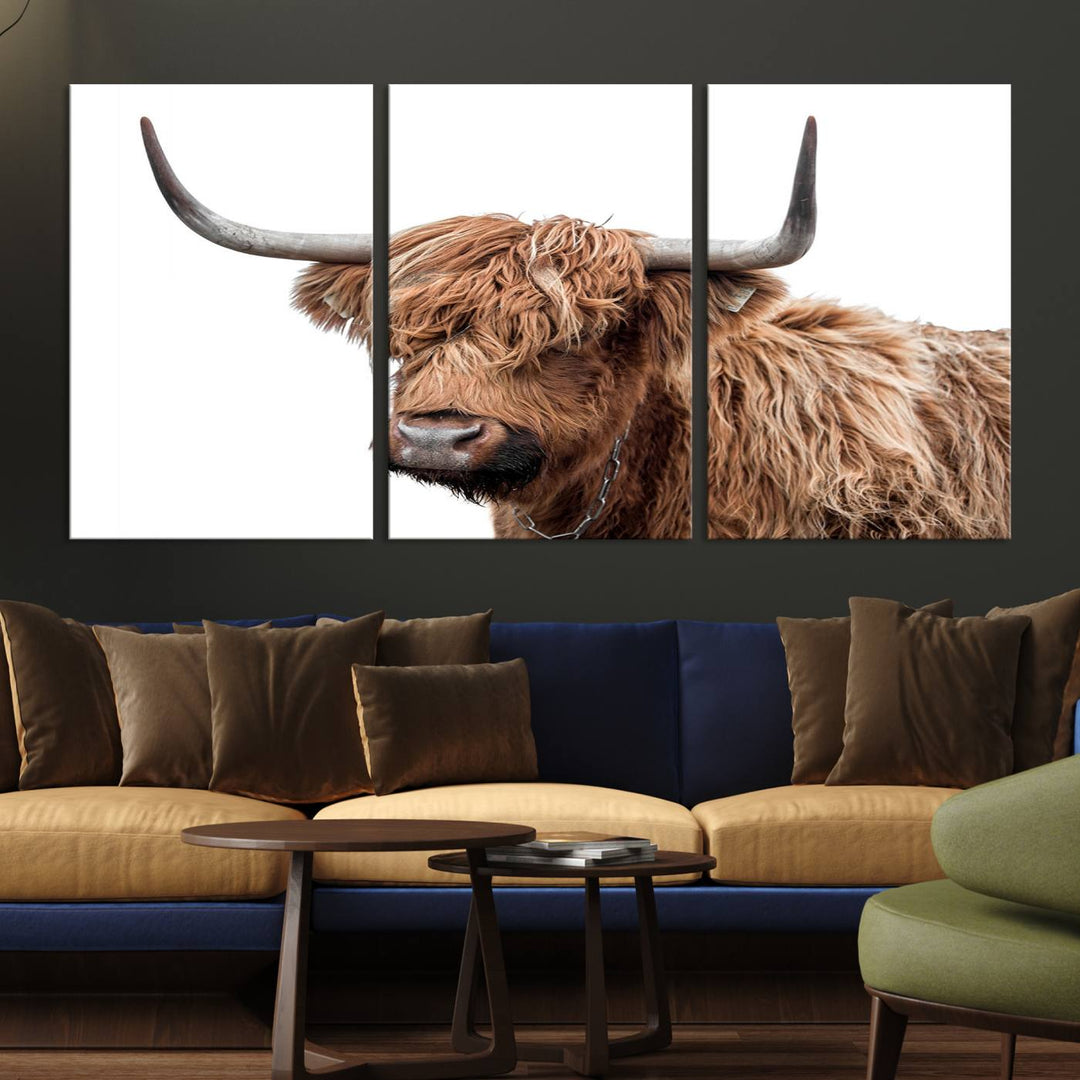 Self Portrait of Highland Cow Canvas Wall Art Print with UV coating.