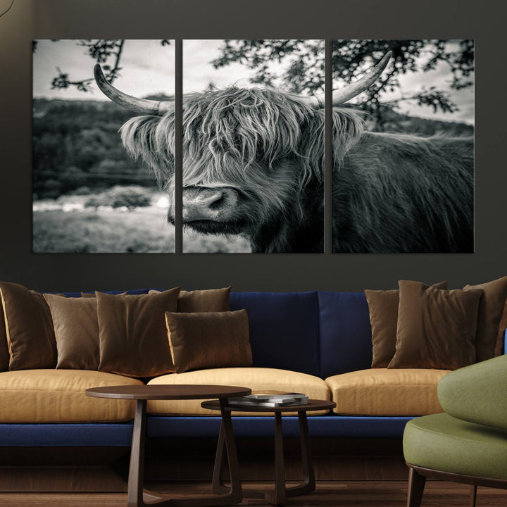 The Highland Cow Wall Art Canvas Print is displayed.