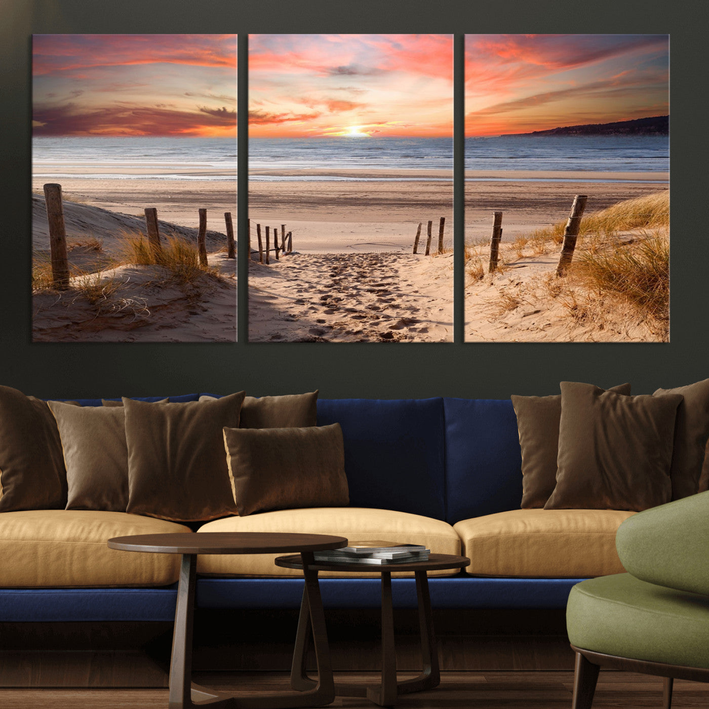 MGV-CV-60X30-3P - Sunset on the Sea Wall Art Canvas Print