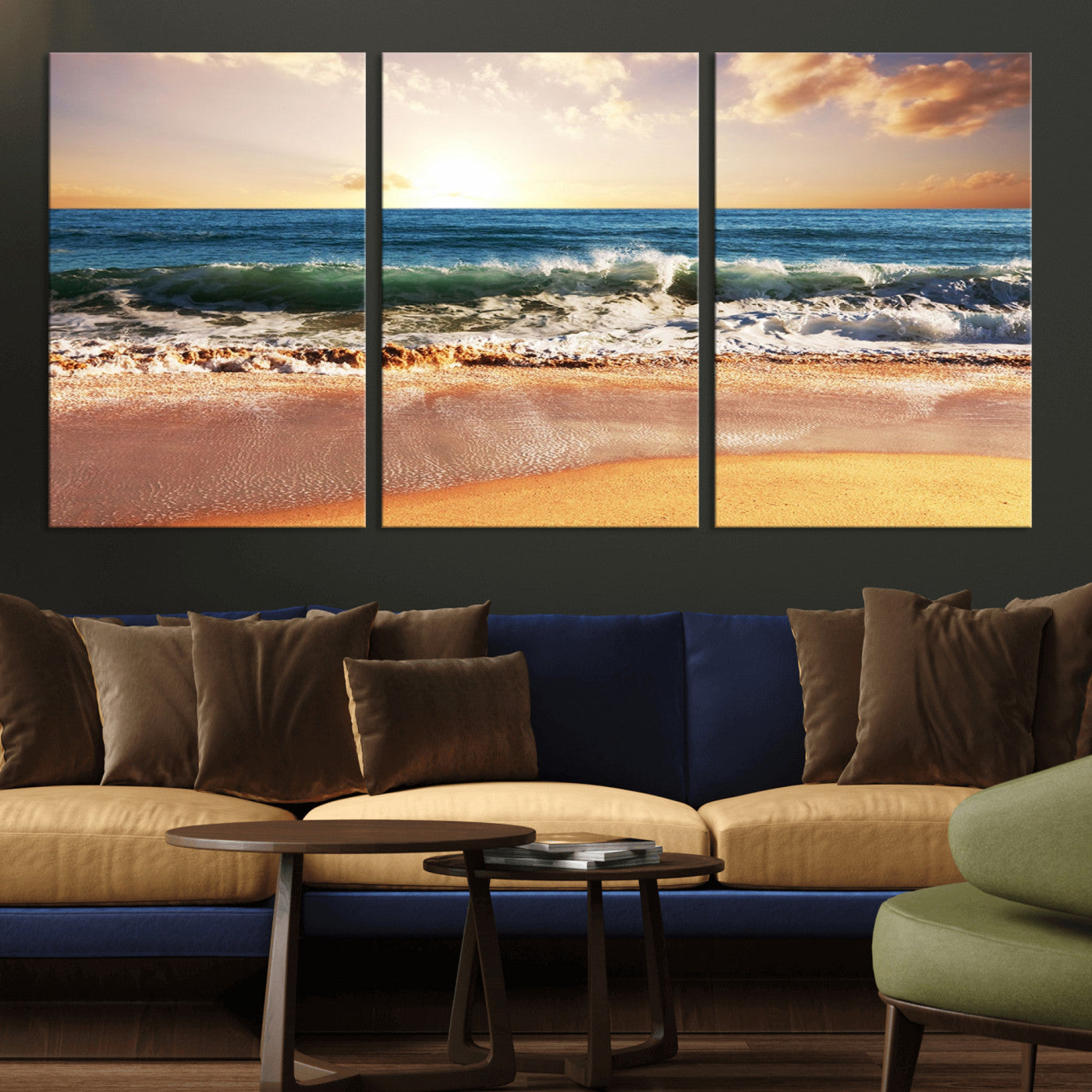 MGV-CV-60X30-3P - Serene Beach Path Canvas Art, Giclee Canvas Print with Gallery Wrap, Coastal Sand Dunes Wall Art Featuring Canon Print Quality