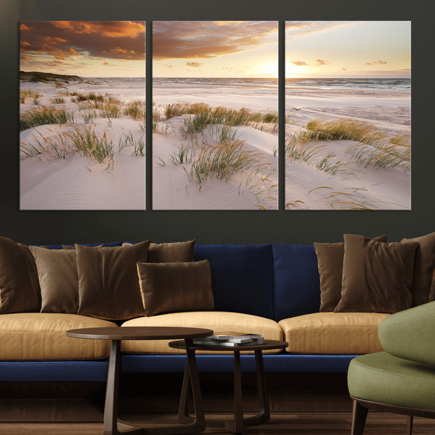 MGV-CV-60X30-3P - Flight Over Coastal Beach Landscape, Flight Over Coastal Beach Print Canvas Wall Art