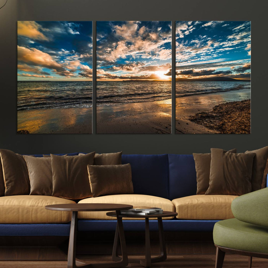 Beach Wall Art - Ocean Sunset Canvas.