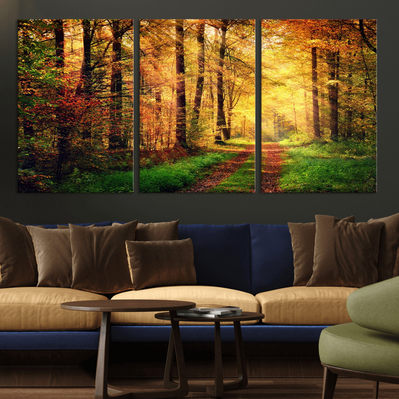 MGV-CV-60X30-3P - Forest Fall Wall Art Print - Sunlight Through Trees Wall Art Canvas Print