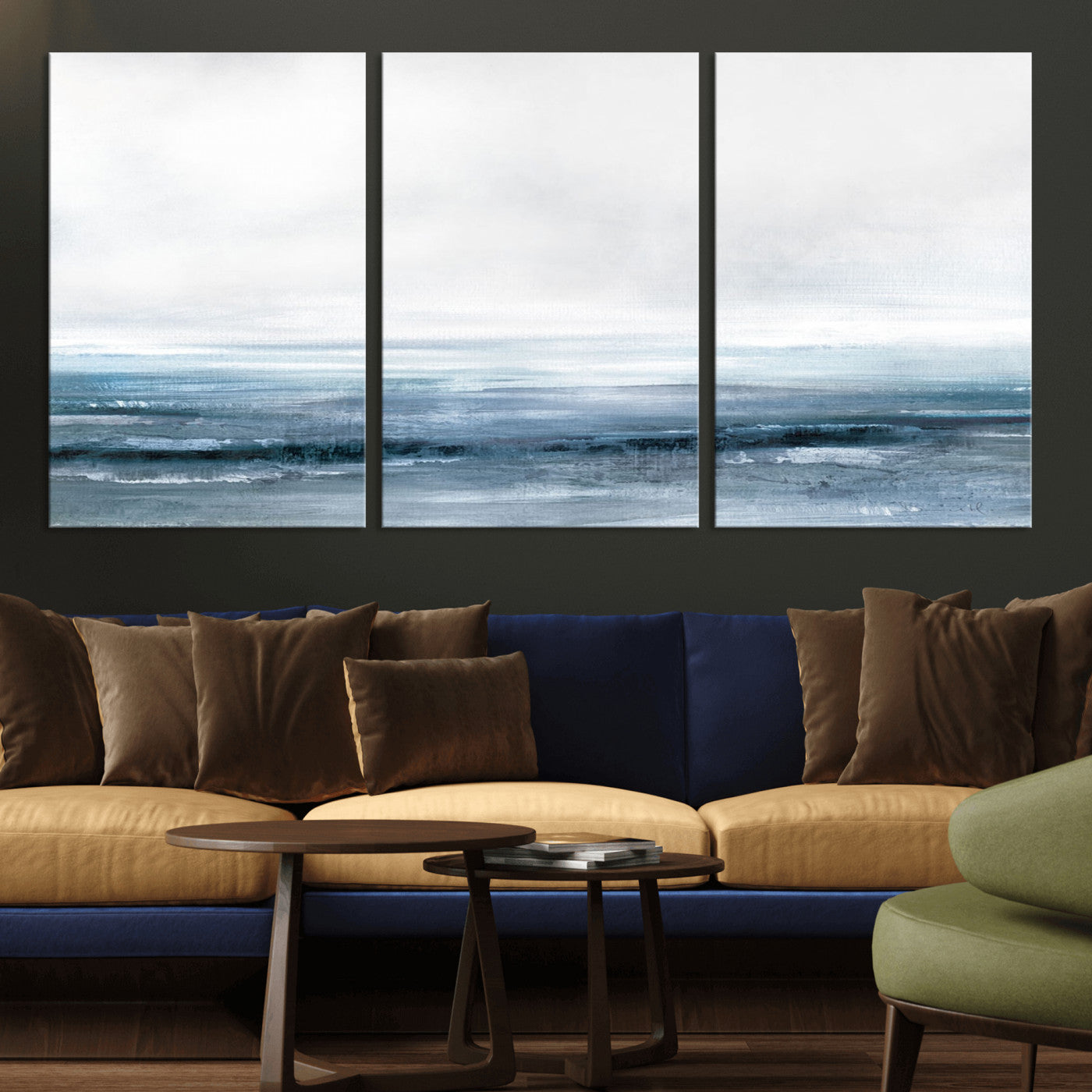 MGV-CV-60X30-3P - Blue Ocean Abstract Artwork Wall Art Canvas Print
