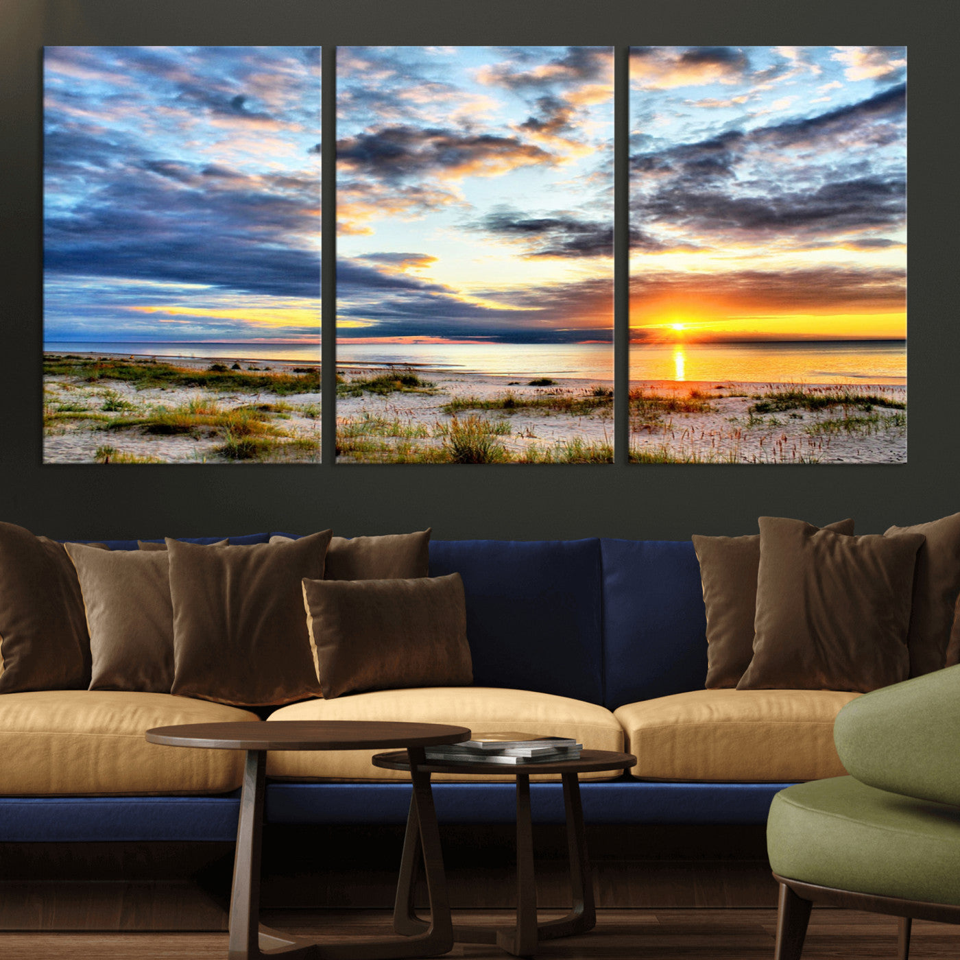MGV-CV-60X30-3P - Sunset On The Ocean Wall Art Canvas Print