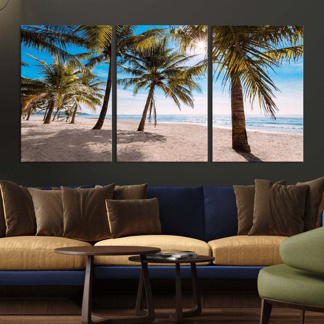 The Palm Beach Tropical Island Canvas Print is perfect wall art for a sunny beach vibe.