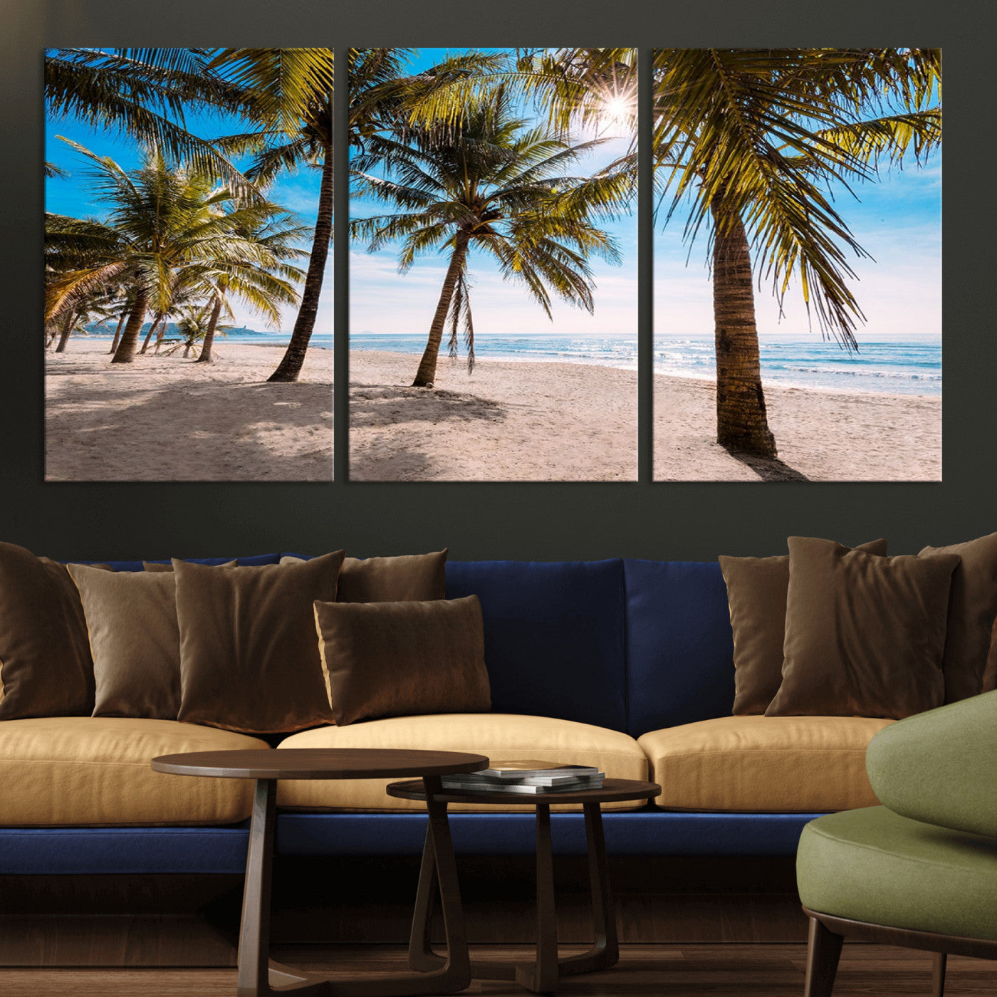 MGV-CV-60X30-3P - Palm Beach Tropical Island Wall Art Canvas Print