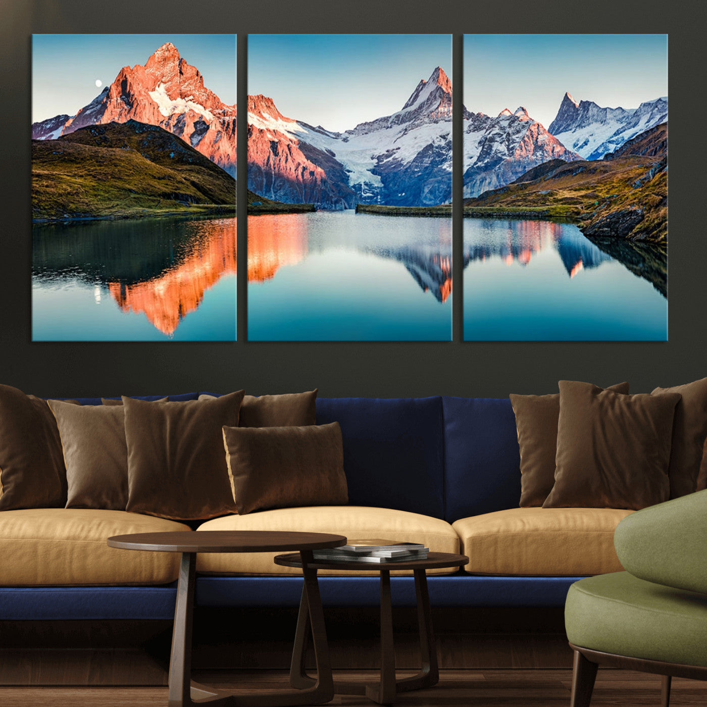 MGV-CV-60X30-3P - Landscape Mountain and Lake View Wall Art Canvas Print