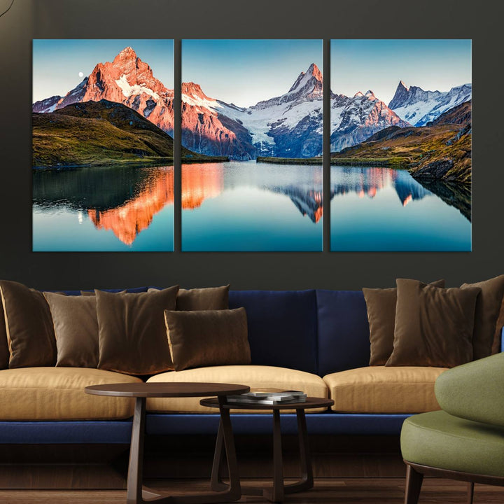 Landscape Mountain and Lake View Wall Art Canvas Print.