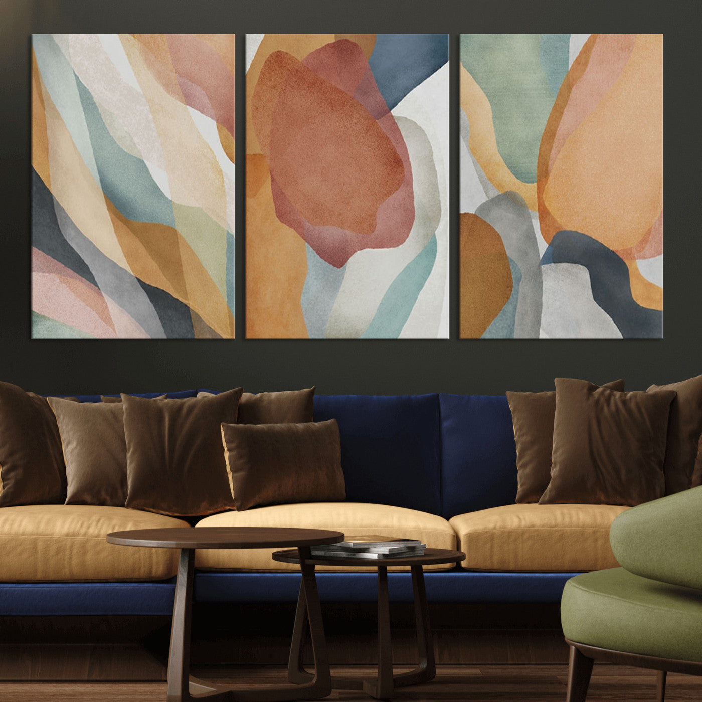 MGV-CV-60X30-3P - Boho Wall Art Canvas Print Set, Watercolor Boho Wall Art Canvas