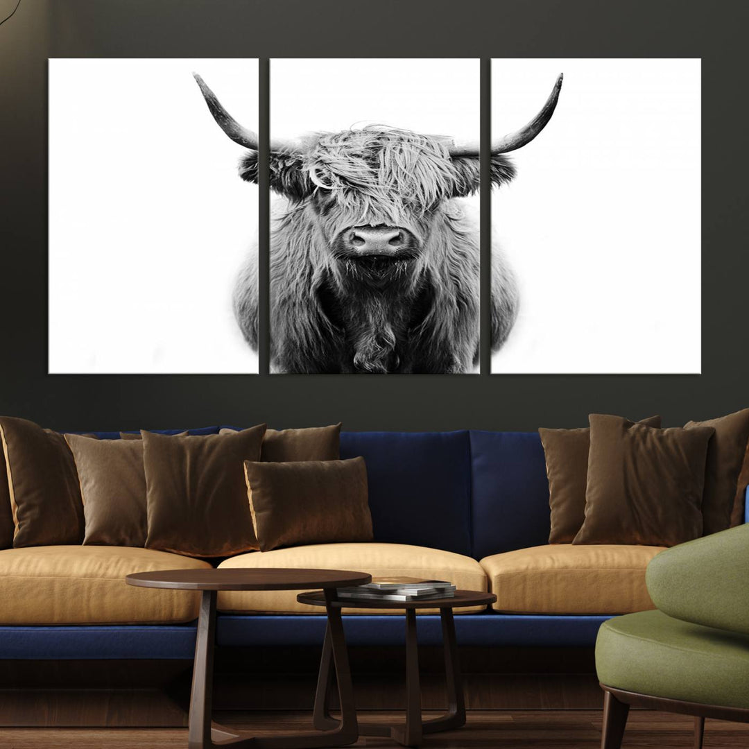 Highland Cow Canvas hanging prominently.