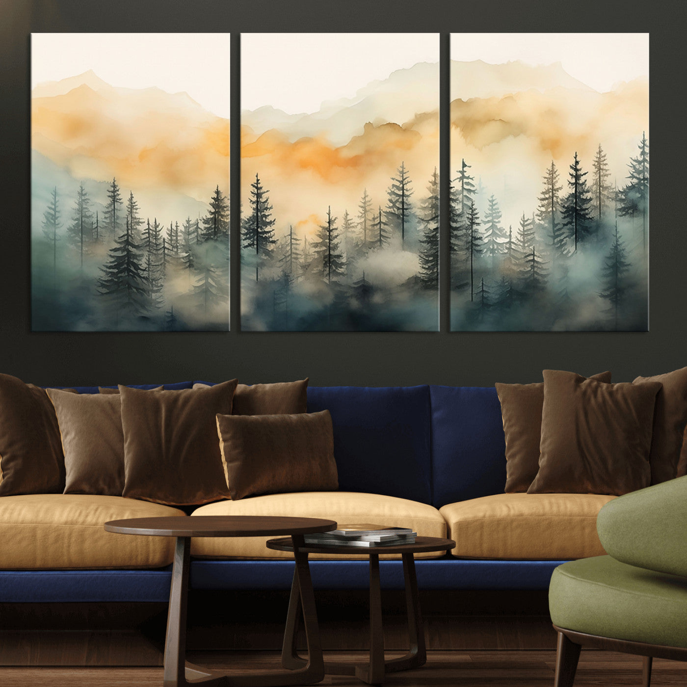 34155-MGV-CV-36X24-Abstract Forest Print - Mountain Wall Art | Autumn Landscape Canvas Print for Living Room, Bedroom, or Office | Large Wall Art Decor