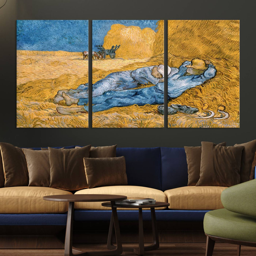 A Vincent Van Gogh Nature canvas print depicting resting farmers.