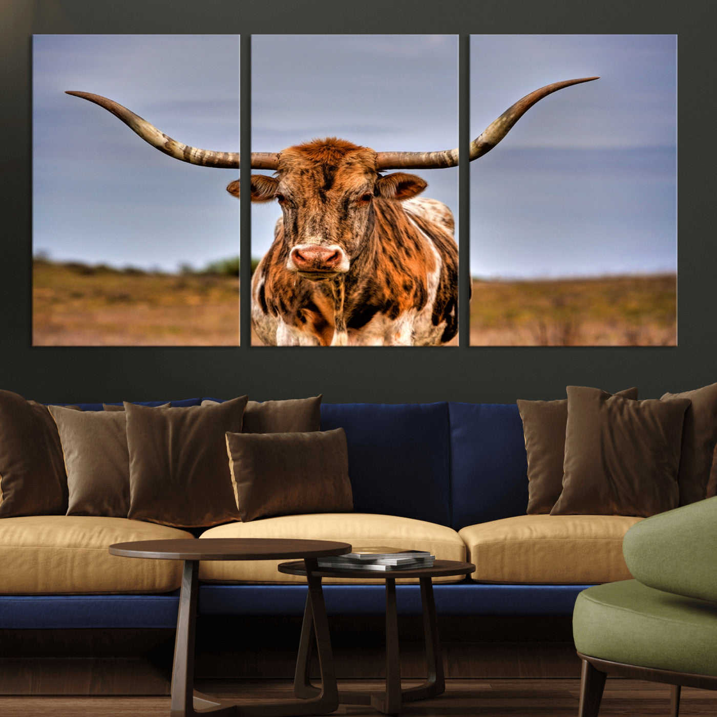 MGV-CV-60X30-3P - Texas Longhorn Wall Art Print