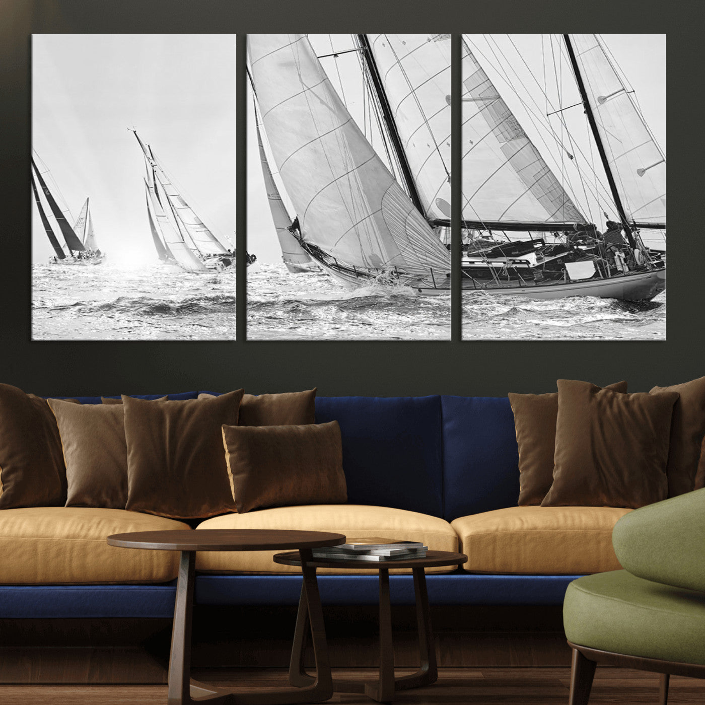 MGV-CV-60X30-3P - Yacht Sailboat Regatta Canvas Wall Art Canvas Print