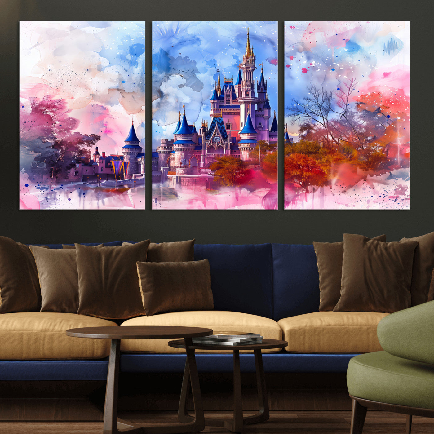 MGV-CV-60X30-3P - Disney Wall Art: Dreamy Watercolor Cinderella Castle Canvas Print