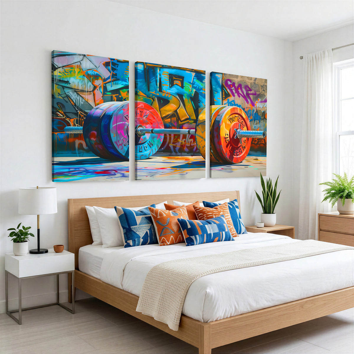 70871-MGV-CV-36X24 - Fitness Gym Barbell Graffiti Wall Art Canvas Print