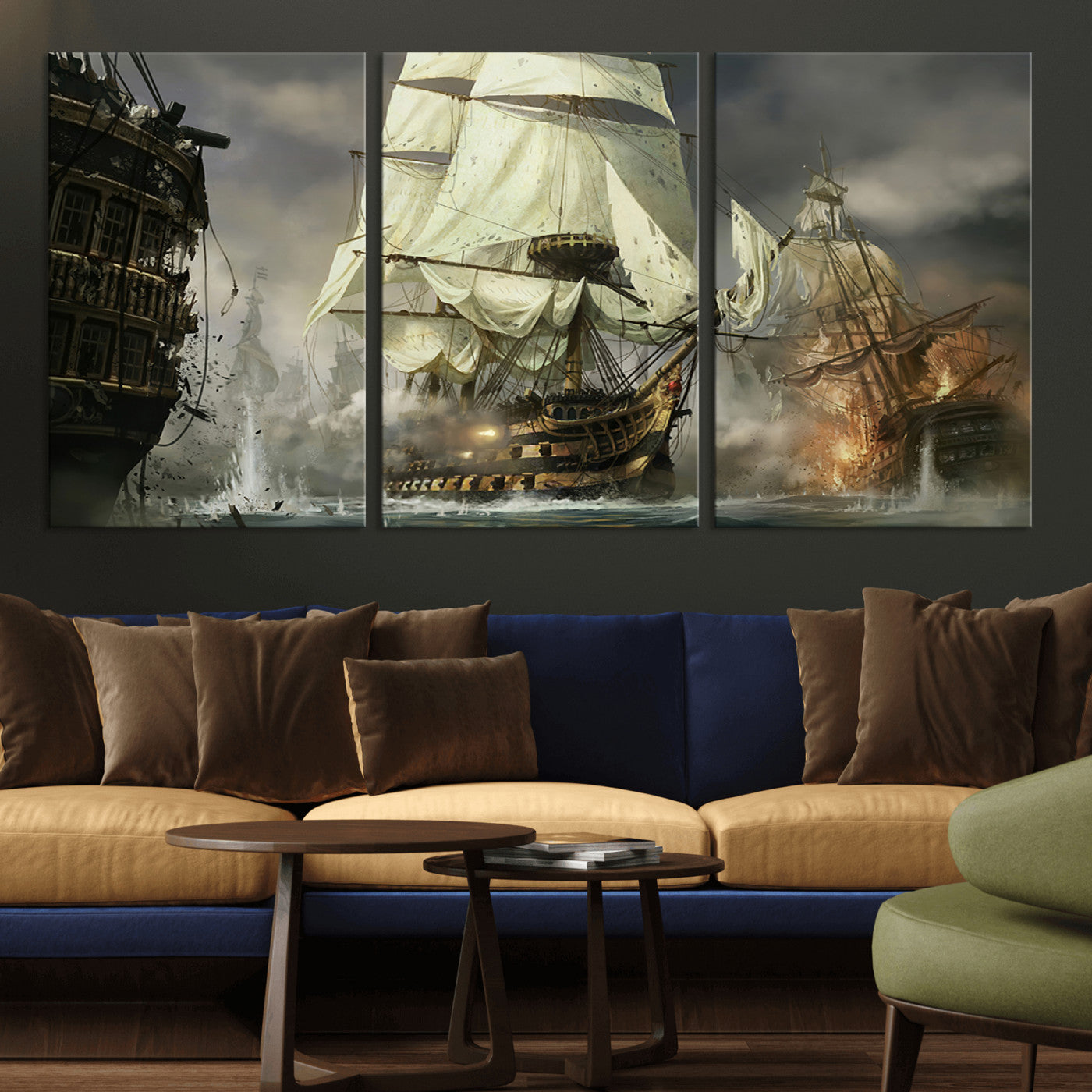 MGV-CV-60X30-3P - Pirate Ship War Wall Art Canvas Print