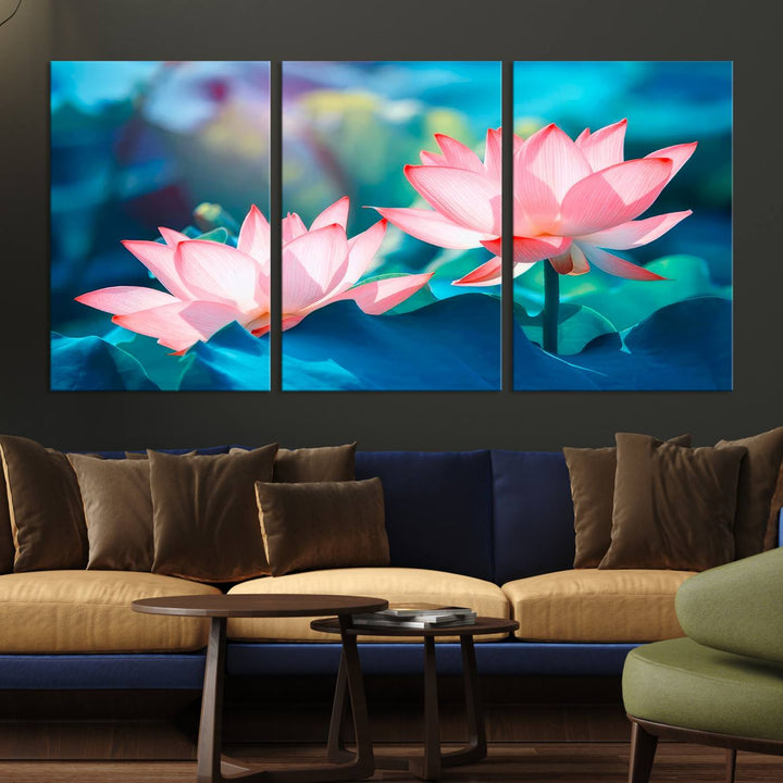 Pink Lotus Flower Canvas wall art.