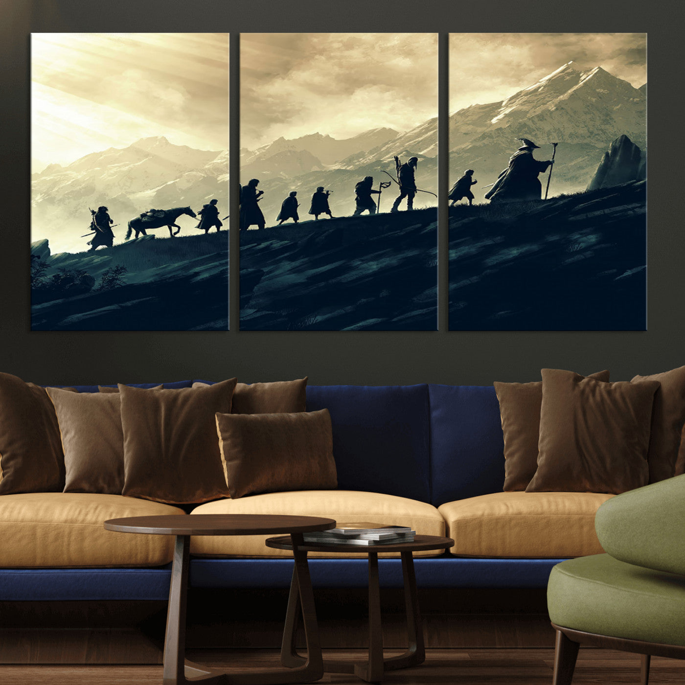 41574-MGV-CV-36X24-Lord of the Rings Silhouette Wall Art Capturing the Epic Quest Through Middle-Earth - The