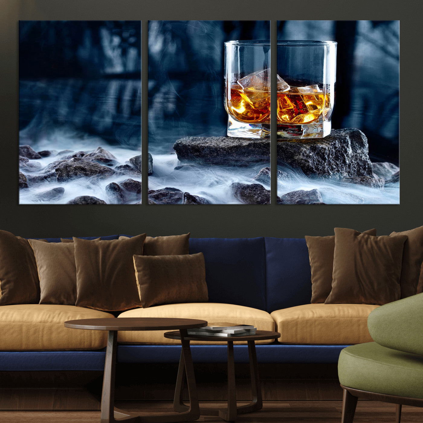 MGV-CV-60X30-3P - Whiskey Ice Wall Art Canvas Print