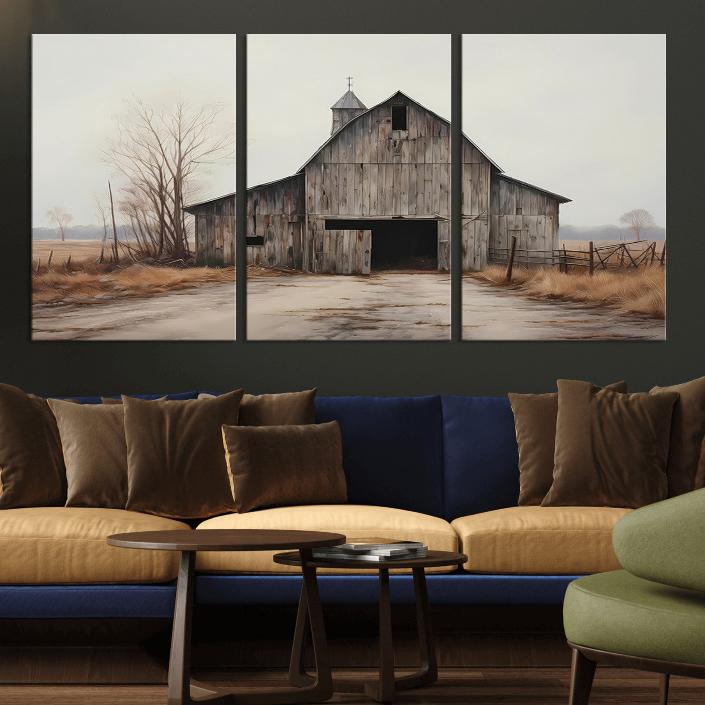 MGV-CV-60X30-3P - Farmhouse Rustic Barn Wall Art Canvas Print – Framed and Ready to Hang – Perfect Addition to Farmhouse Wall Décor