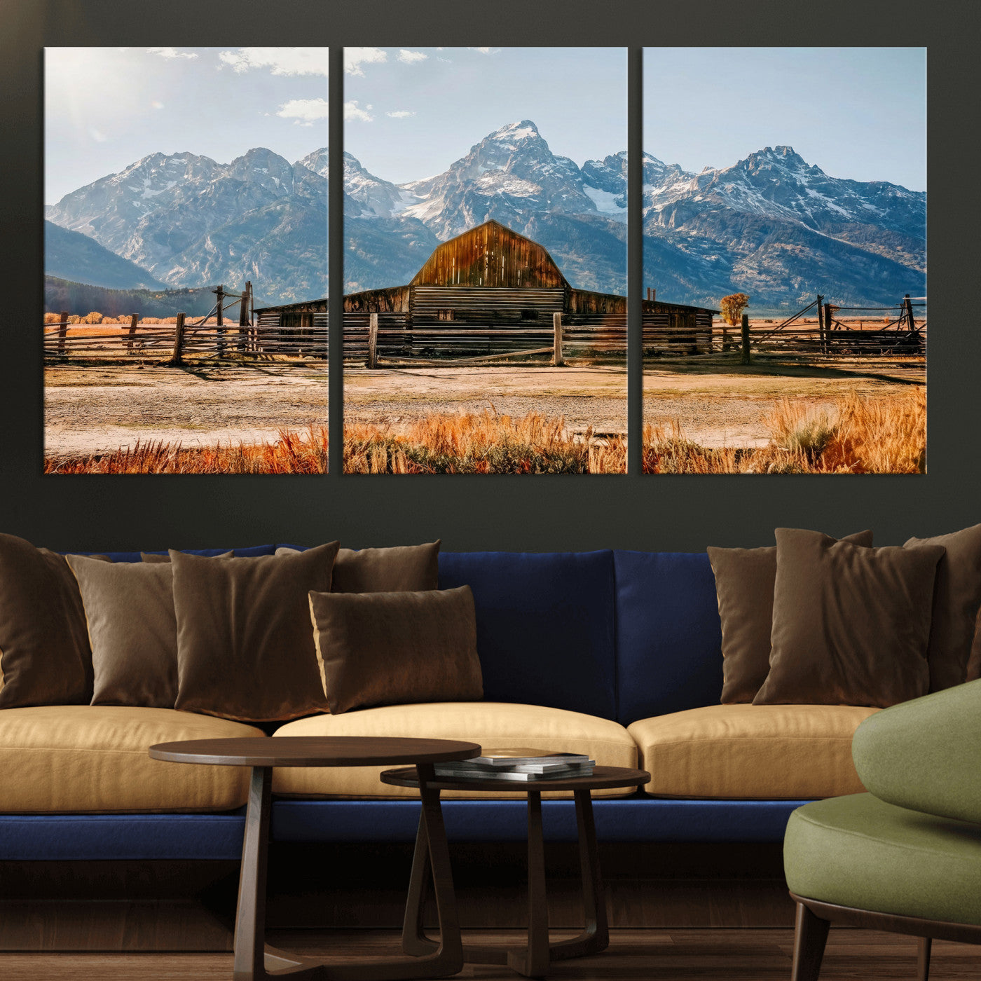 26513-MGV-CV-36X24 - Vintage Old Barn Field Wall Art Canvas Print for Farmhouse Decor - Rustic Barn Wall Art Canvas Print