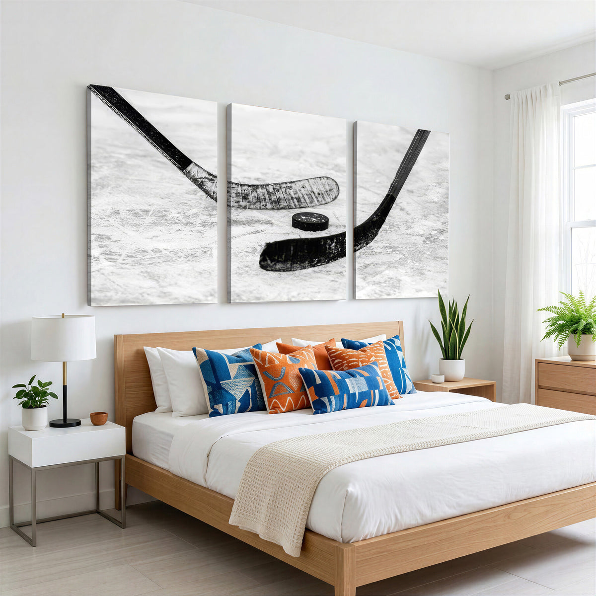 82900-MGV-CV-36X24 - Winter Ice Hockey Sport Canvas Wall Art Print, Hockey Wall Decor