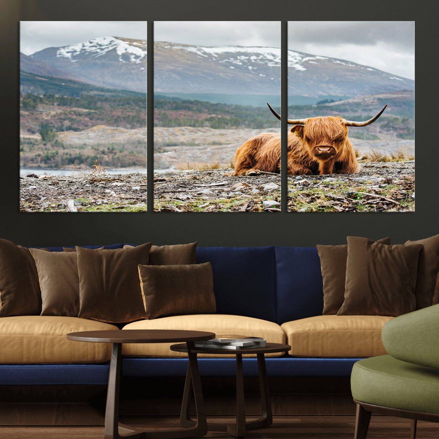-Highland Cow Horn Farm Wall Art Canvas Print