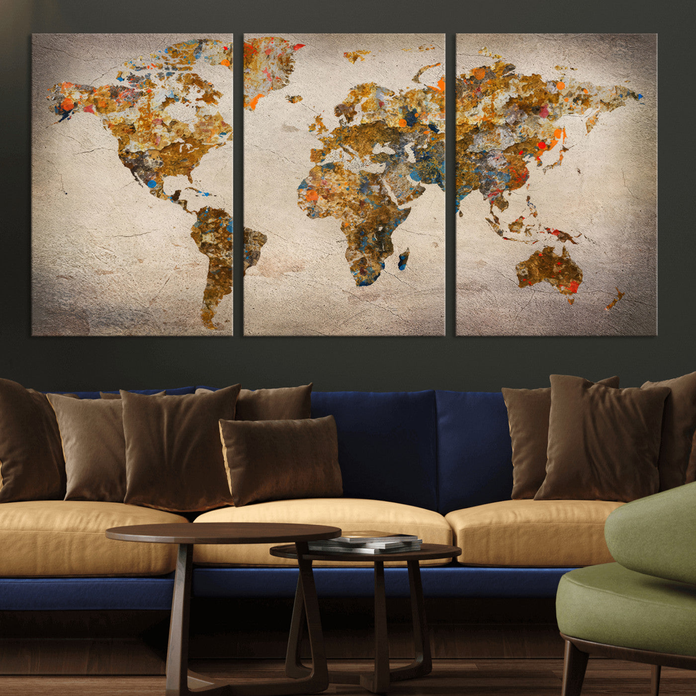 MGV-CV-60X30-3P - Push Pin World Map Canvas Print – Framed Wall Art for Couples to Track Their Travels – Anniversary