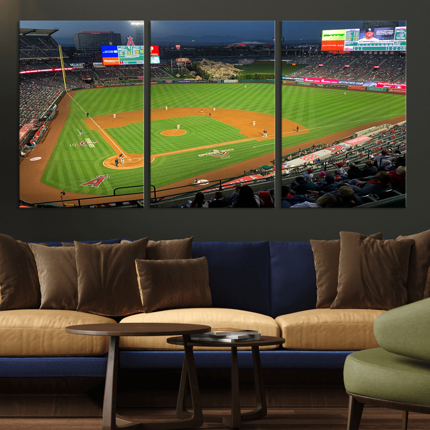 MGV-CV-60X30-3P - Angel Stadium Aerial View – Los Angeles Angels Baseball Canvas Print, Framed, Ready to Hang